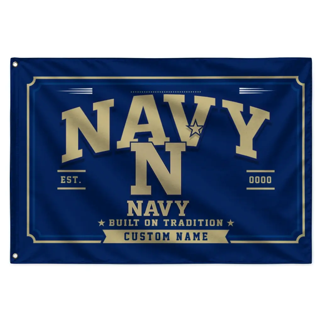Navy Midshipmen House Flag Custom Ornate Border Blue Best Selling Navy Midshipmen House Flag Custom Ornate Border Blue Best Selling