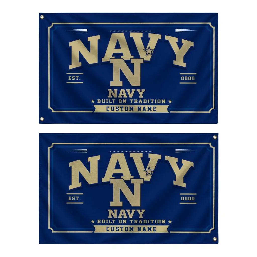 Navy Midshipmen House Flag Custom Ornate Border Blue Fashion Forward Navy Midshipmen House Flag Custom Ornate Border Blue Fashion Forward