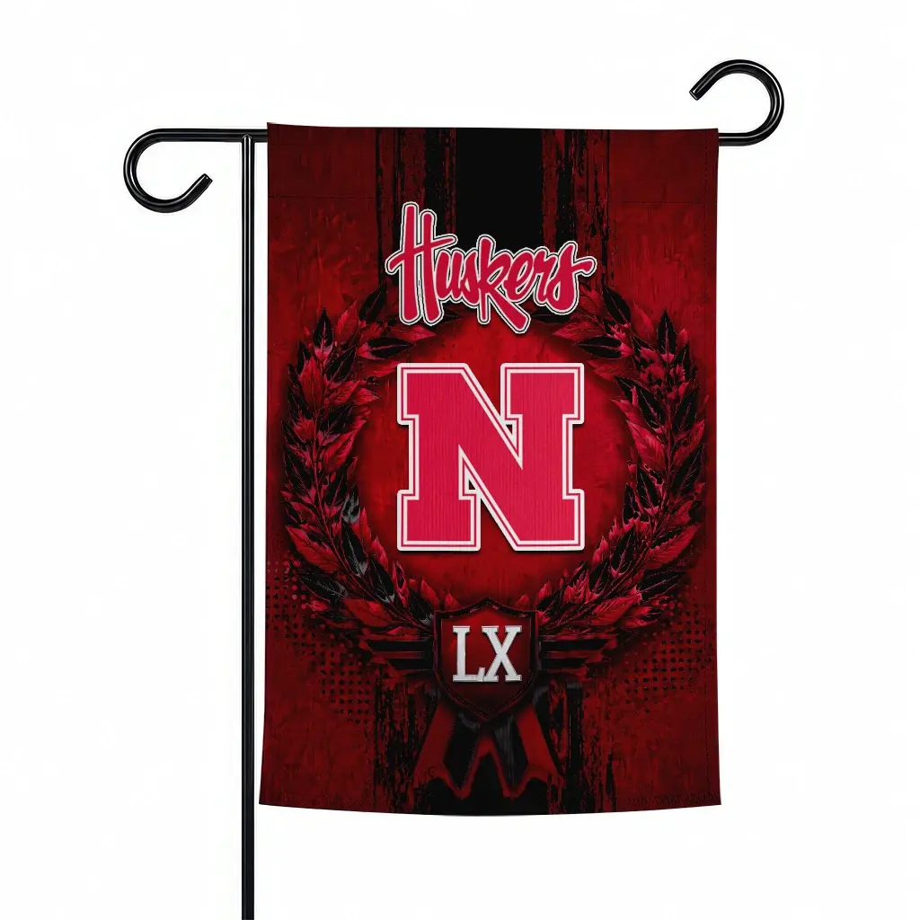 Nebraska Cornhuskers Garden Flag Customized Laurel Wreath Red Best Selling Nebraska Cornhuskers Garden Flag Customized Laurel Wreath Red Best Selling