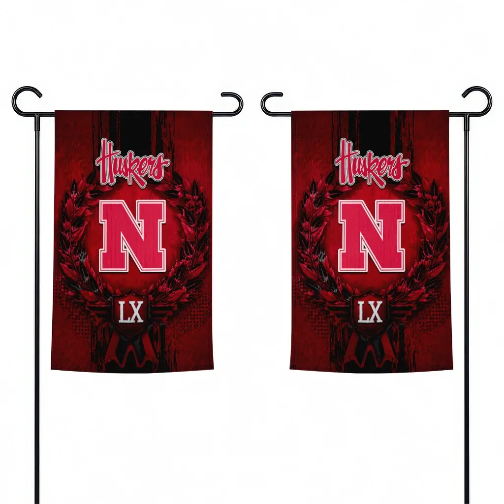 Nebraska Cornhuskers Garden Flag Customized Laurel Wreath Red Fashion Forward Nebraska Cornhuskers Garden Flag Customized Laurel Wreath Red Fashion Forward