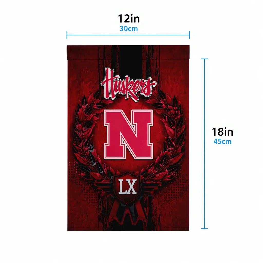 Nebraska Cornhuskers Garden Flag Customized Laurel Wreath Red High Quality Nebraska Cornhuskers Garden Flag Customized Laurel Wreath Red High Quality