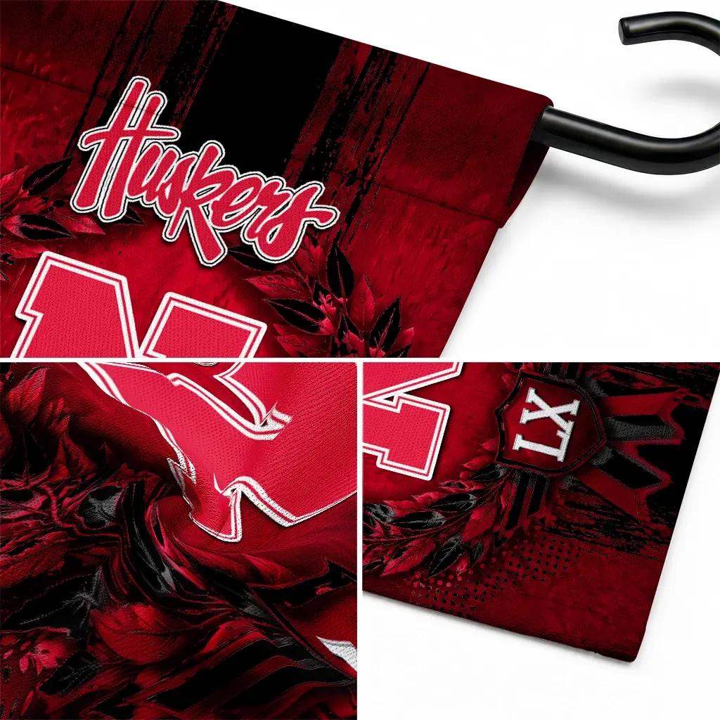 Nebraska Cornhuskers Garden Flag Customized Laurel Wreath Red Latest Model Nebraska Cornhuskers Garden Flag Customized Laurel Wreath Red Latest Model