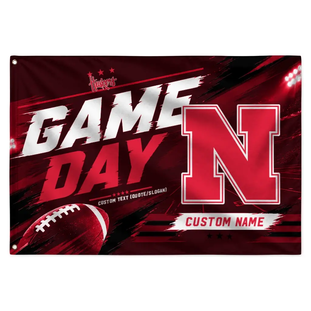 Nebraska Cornhuskers House Flag Custom Action Streaks Red Best Selling Nebraska Cornhuskers House Flag Custom Action Streaks Red Best Selling