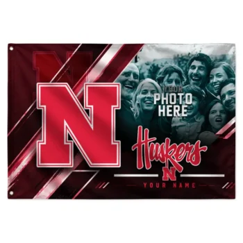 Nebraska Cornhuskers House Flag Custom Diagonal Stripes Red Best Selling