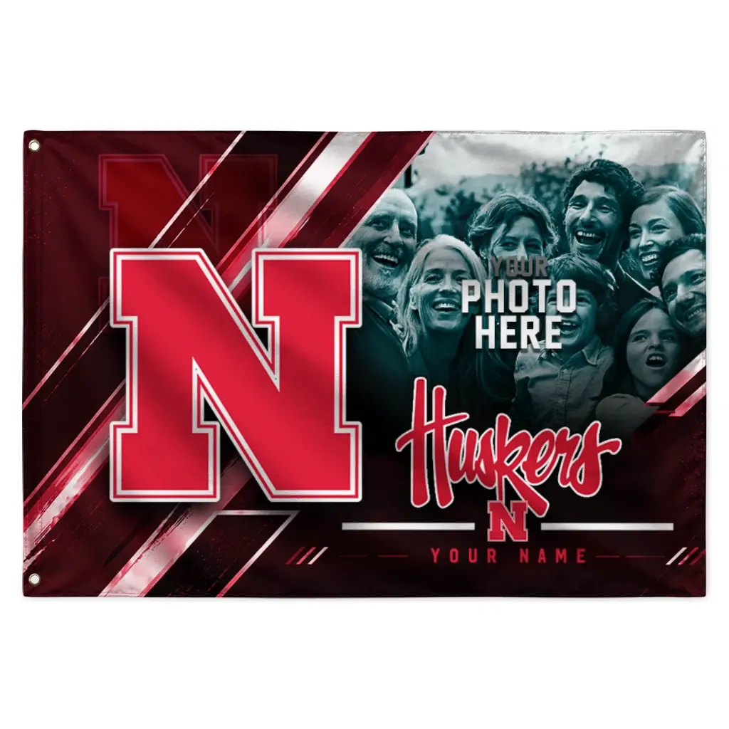 Nebraska Cornhuskers House Flag Custom Diagonal Stripes Red Best Selling Nebraska Cornhuskers House Flag Custom Diagonal Stripes Red Best Selling