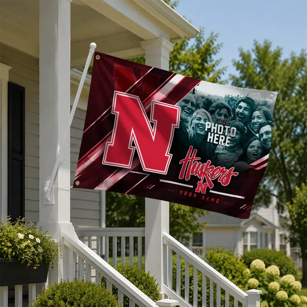 Nebraska Cornhuskers House Flag Custom Diagonal Stripes Red New Arrival Nebraska Cornhuskers House Flag Custom Diagonal Stripes Red New Arrival