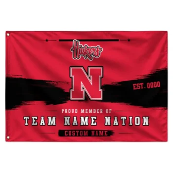 Nebraska Cornhuskers House Flag Personalized Brushed Streaks Red Best Selling