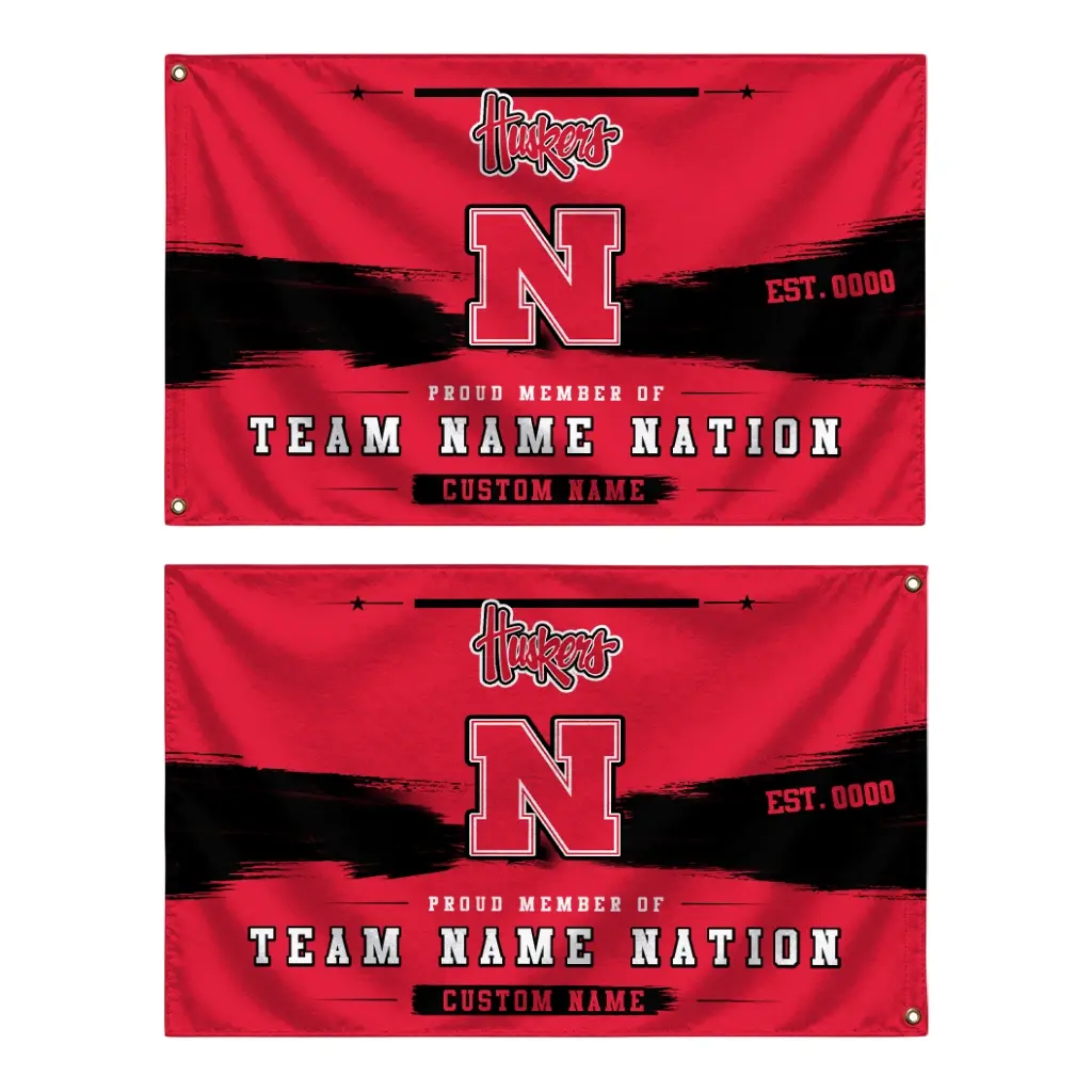 Nebraska Cornhuskers House Flag Personalized Brushed Streaks Red Fashion Forward Nebraska Cornhuskers House Flag Personalized Brushed Streaks Red Fashion Forward