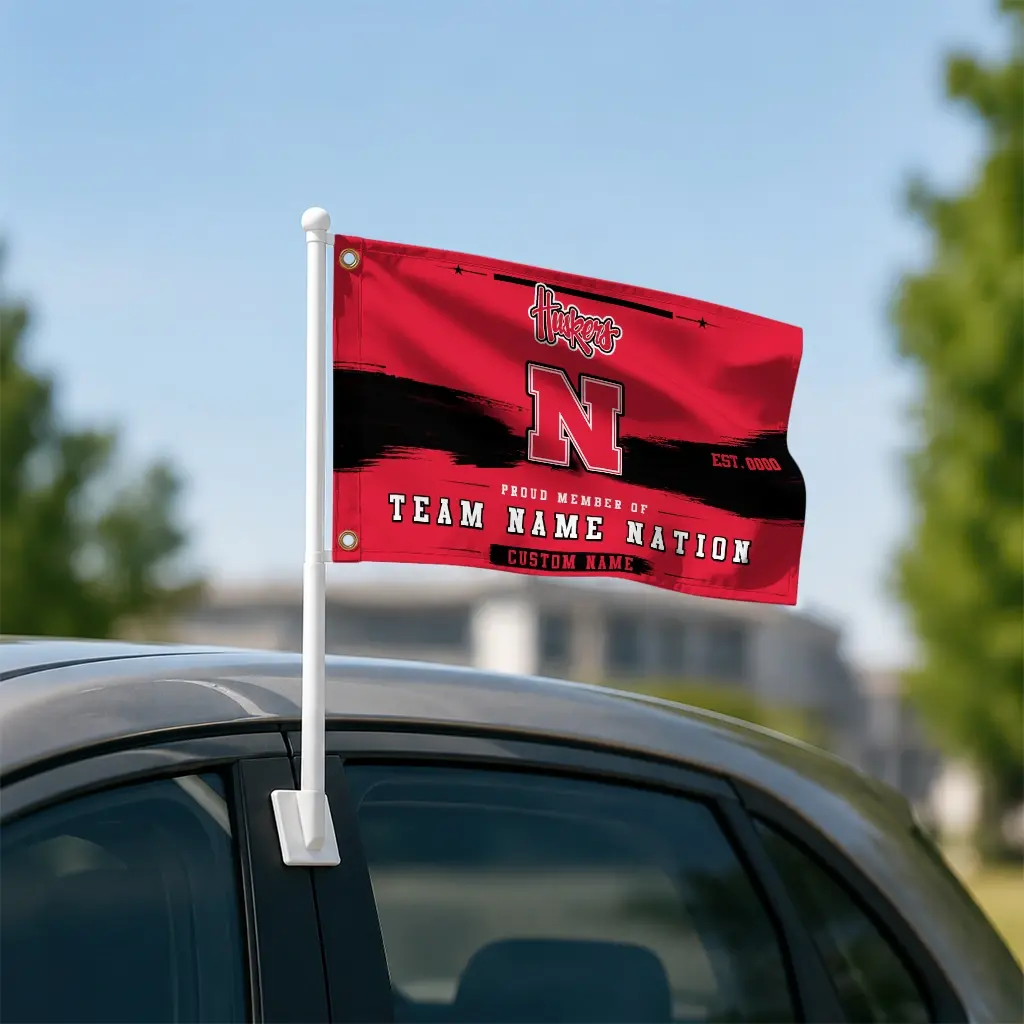 Nebraska Cornhuskers House Flag Personalized Brushed Streaks Red Latest Model Nebraska Cornhuskers House Flag Personalized Brushed Streaks Red Latest Model