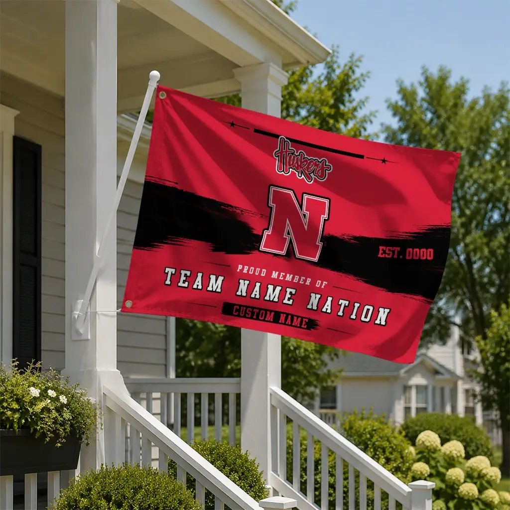 Nebraska Cornhuskers House Flag Personalized Brushed Streaks Red New Arrival Nebraska Cornhuskers House Flag Personalized Brushed Streaks Red New Arrival