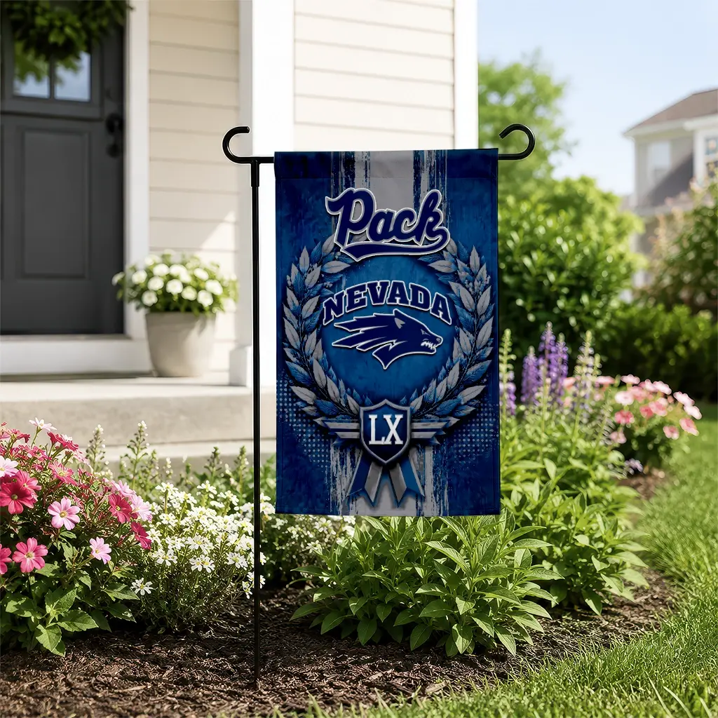 Nevada Wolf Pack Garden Flag Customized Laurel Wreath Blue New Arrival Nevada Wolf Pack Garden Flag Customized Laurel Wreath Blue New Arrival