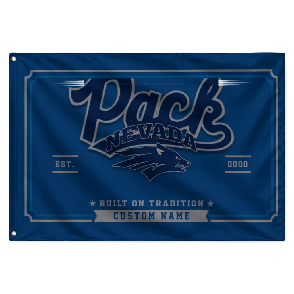 Nevada Wolf Pack House Flag Personalized Ornate Border Blue Best Selling Nevada Wolf Pack House Flag Personalized Ornate Border Blue Best Selling