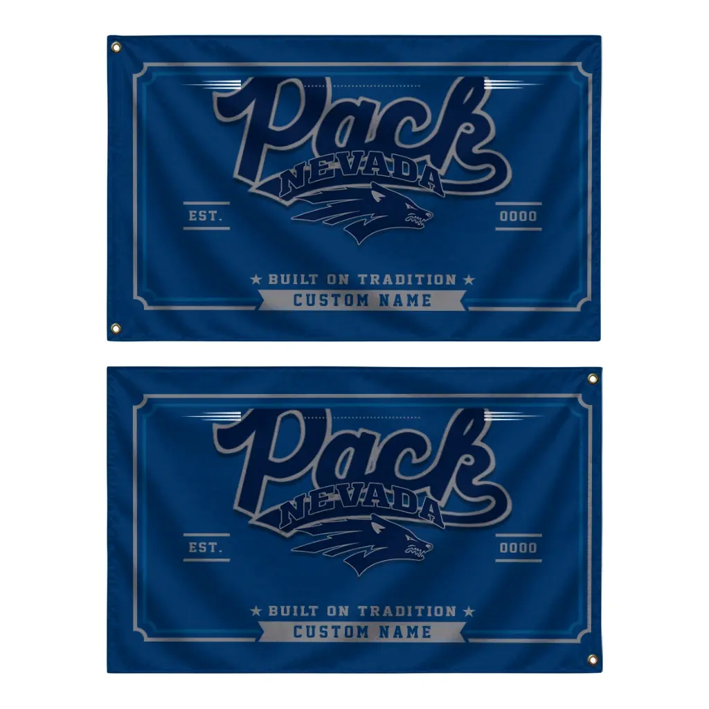 Nevada Wolf Pack House Flag Personalized Ornate Border Blue Fashion Forward Nevada Wolf Pack House Flag Personalized Ornate Border Blue Fashion Forward