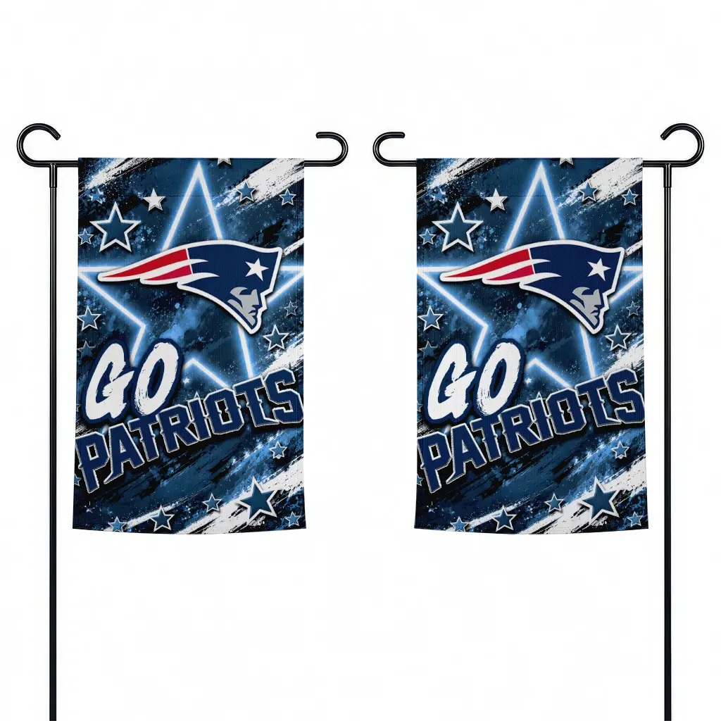 New England Patriots Garden Flag Custom Glowing Star Blue Fashion Forward New England Patriots Garden Flag Custom Glowing Star Blue Fashion Forward
