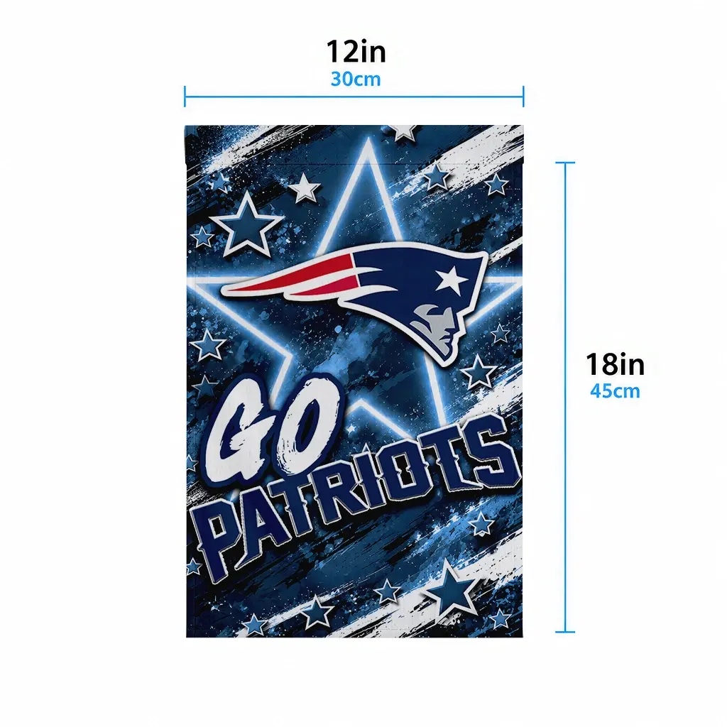 New England Patriots Garden Flag Custom Glowing Star Blue High Quality New England Patriots Garden Flag Custom Glowing Star Blue High Quality