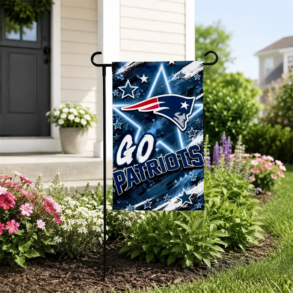 New England Patriots Garden Flag Custom Glowing Star Blue New Arrival New England Patriots Garden Flag Custom Glowing Star Blue New Arrival