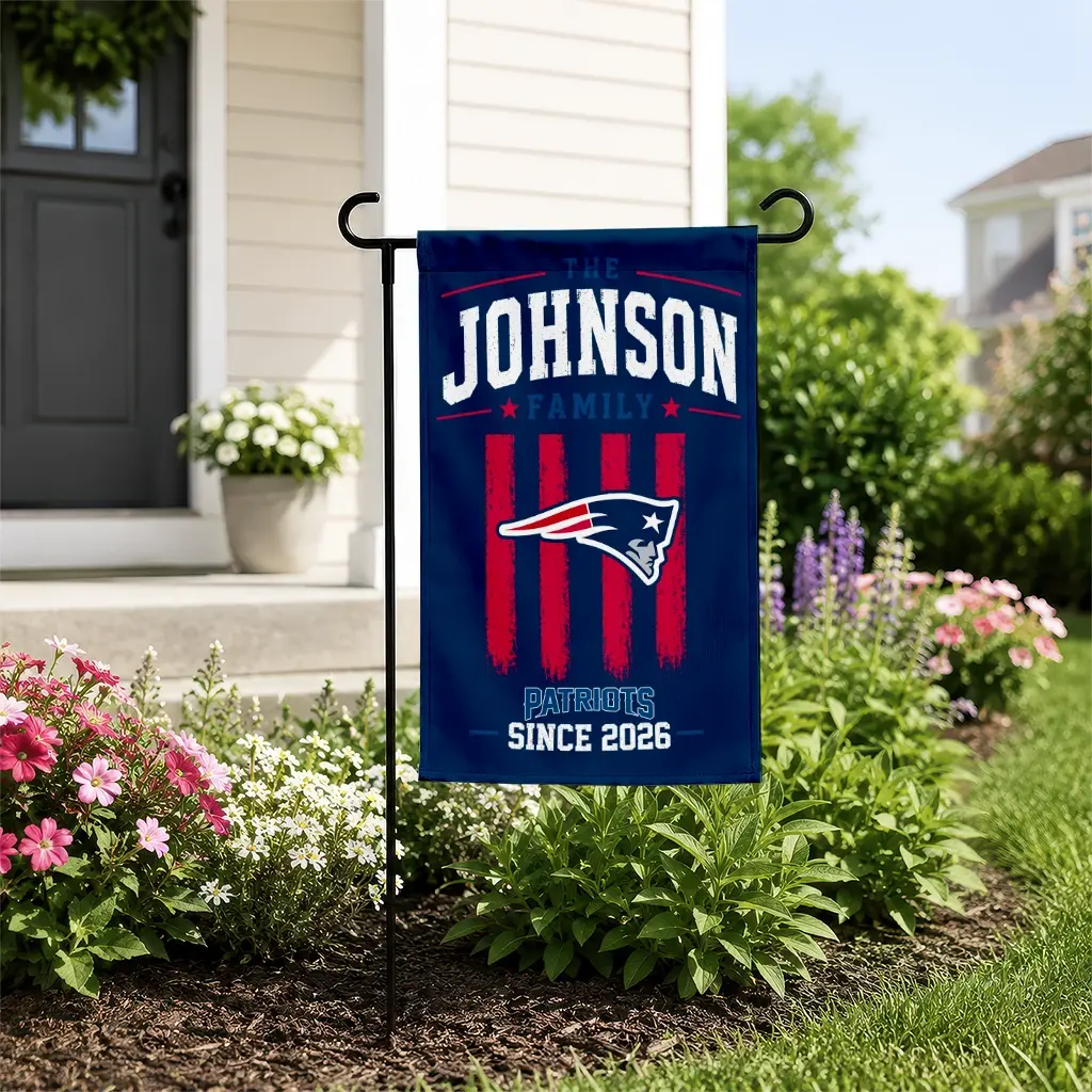 New England Patriots Garden Flag Customized Distressed Stripes Blue New Arrival New England Patriots Garden Flag Customized Distressed Stripes Blue New Arrival