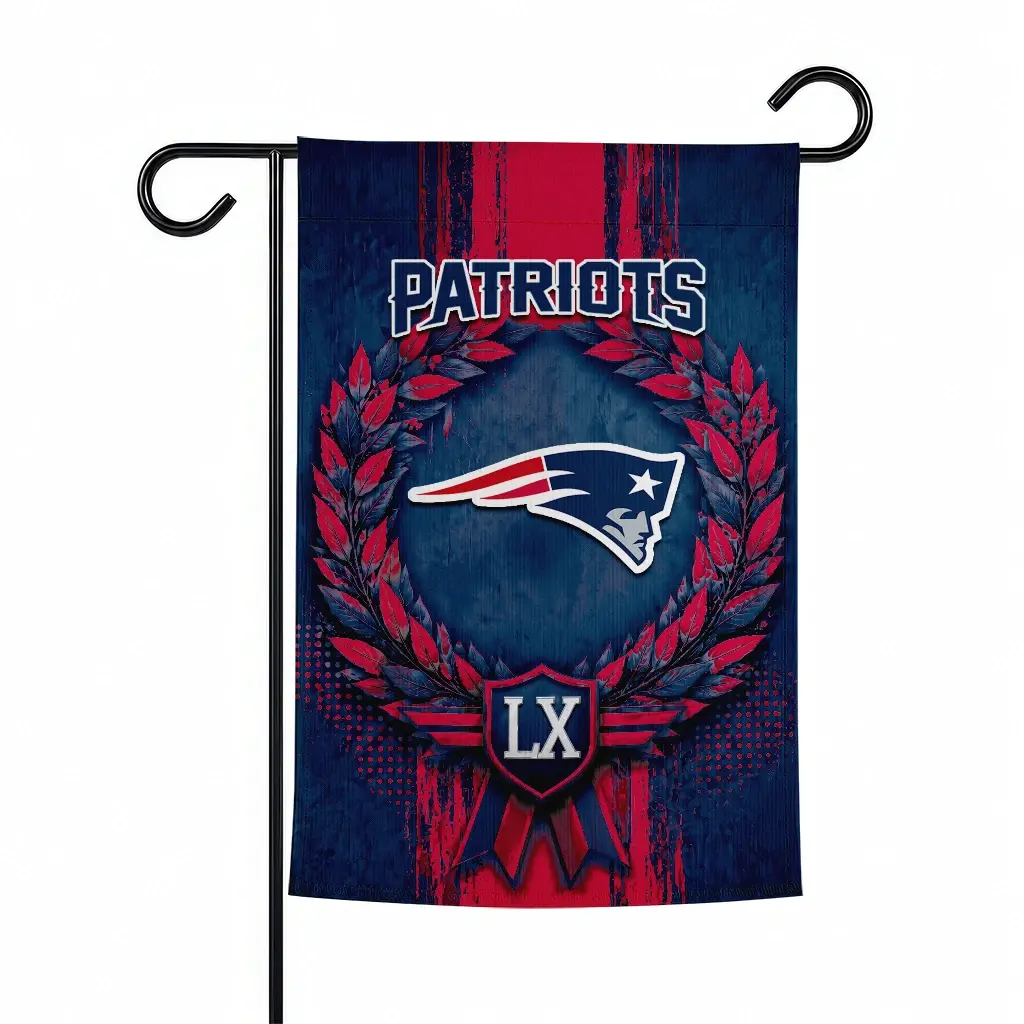 New England Patriots Garden Flag Customized Laurel Wreath Blue Best Selling New England Patriots Garden Flag Customized Laurel Wreath Blue Best Selling