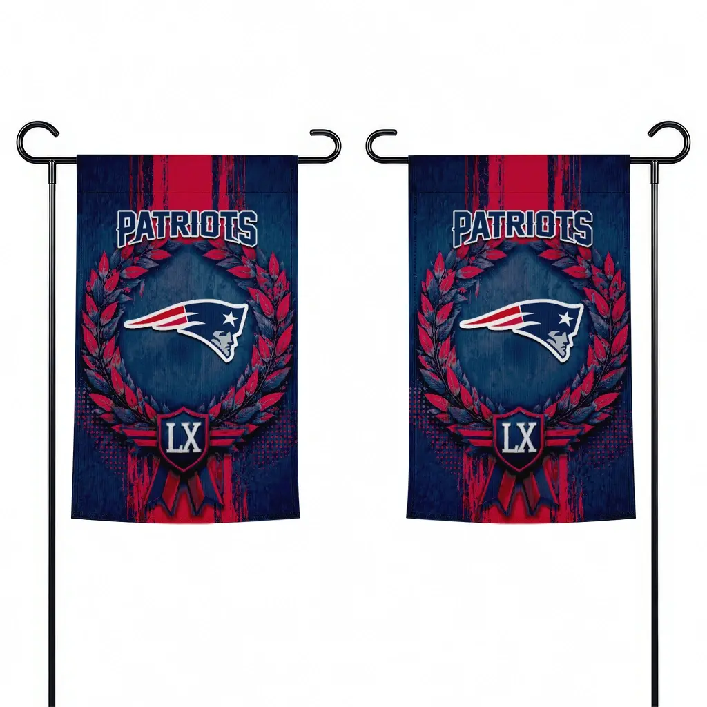 New England Patriots Garden Flag Customized Laurel Wreath Blue Fashion Forward New England Patriots Garden Flag Customized Laurel Wreath Blue Fashion Forward