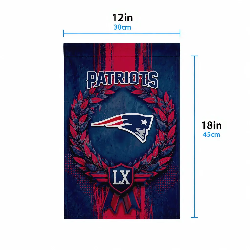 New England Patriots Garden Flag Customized Laurel Wreath Blue High Quality New England Patriots Garden Flag Customized Laurel Wreath Blue High Quality