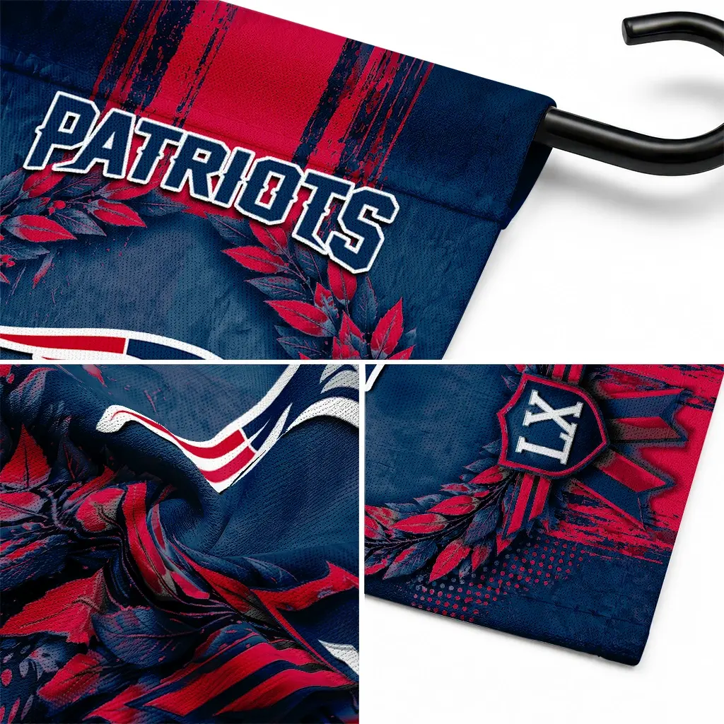 New England Patriots Garden Flag Customized Laurel Wreath Blue Latest Model New England Patriots Garden Flag Customized Laurel Wreath Blue Latest Model