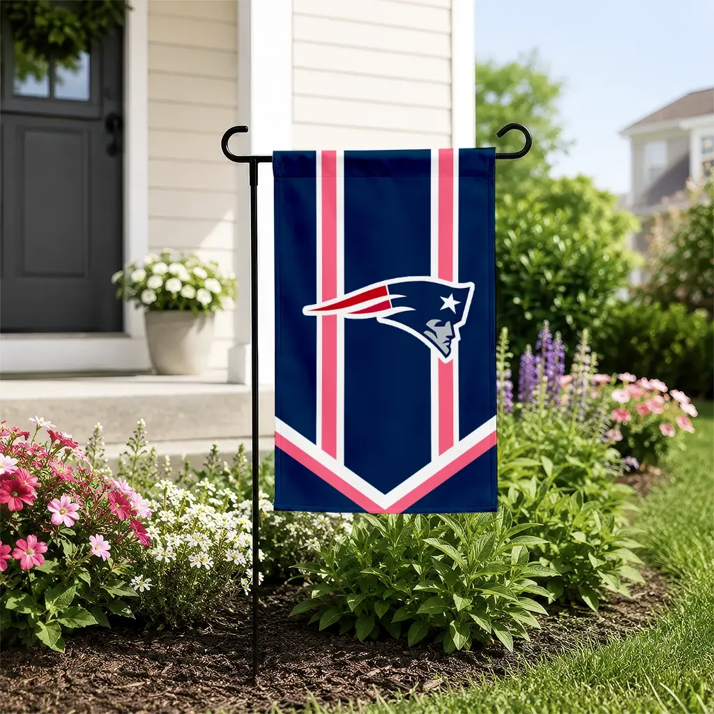 New England Patriots Garden Flag Personalized Chevron Stripes Blue New Arrival New England Patriots Garden Flag Personalized Chevron Stripes Blue New Arrival