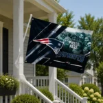 New England Patriots House Flag Custom Diagonal Stripes Blue Best Selling