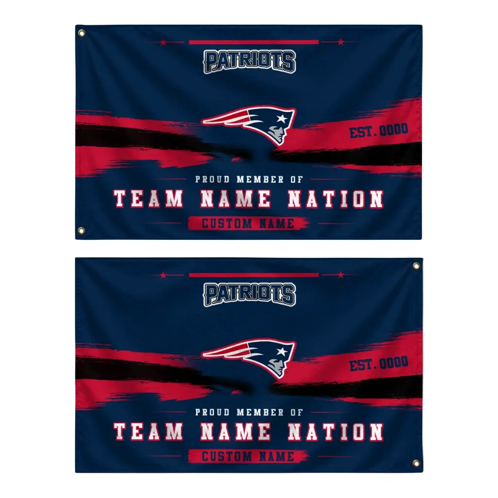 New England Patriots House Flag Personalized Brushed Streaks Blue Fashion Forward New England Patriots House Flag Personalized Brushed Streaks Blue Fashion Forward