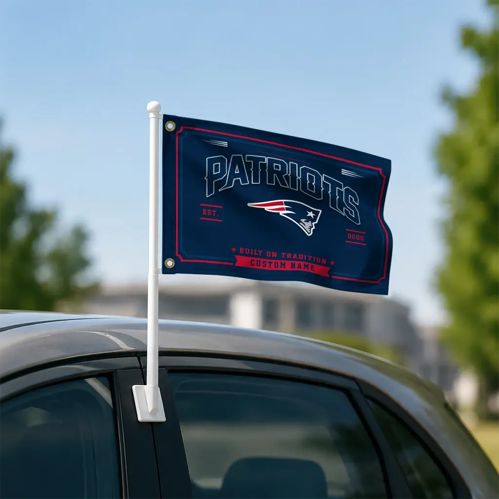 New England Patriots House Flag Personalized Ornate Border Blue Latest Model New England Patriots House Flag Personalized Ornate Border Blue Latest Model