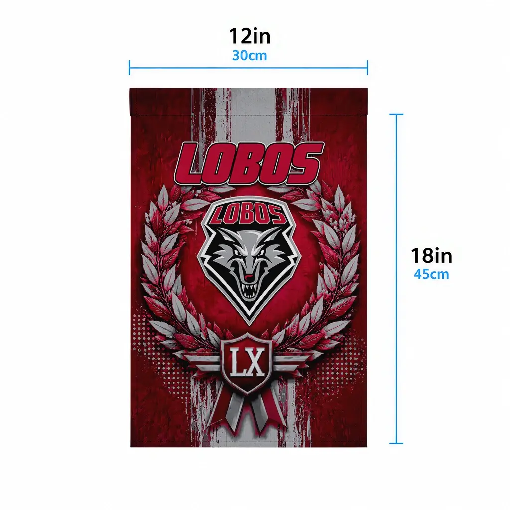 New Mexico Lobos Garden Flag Custom Laurel Wreath Red High Quality New Mexico Lobos Garden Flag Custom Laurel Wreath Red High Quality