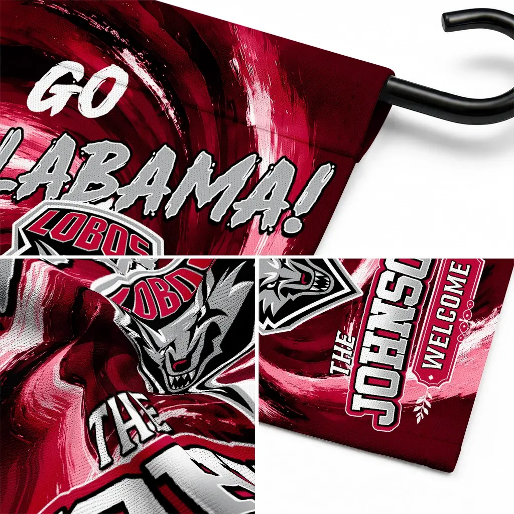 New Mexico Lobos Garden Flag Personalized Swirl Vortex Red Latest Model New Mexico Lobos Garden Flag Personalized Swirl Vortex Red Latest Model