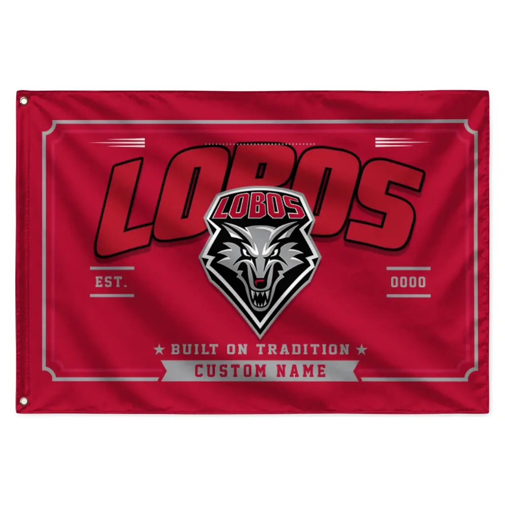 New Mexico Lobos House Flag Customized Ornate Border Red Best Selling New Mexico Lobos House Flag Customized Ornate Border Red Best Selling