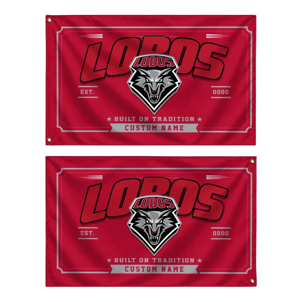 New Mexico Lobos House Flag Customized Ornate Border Red Fashion Forward New Mexico Lobos House Flag Customized Ornate Border Red Fashion Forward