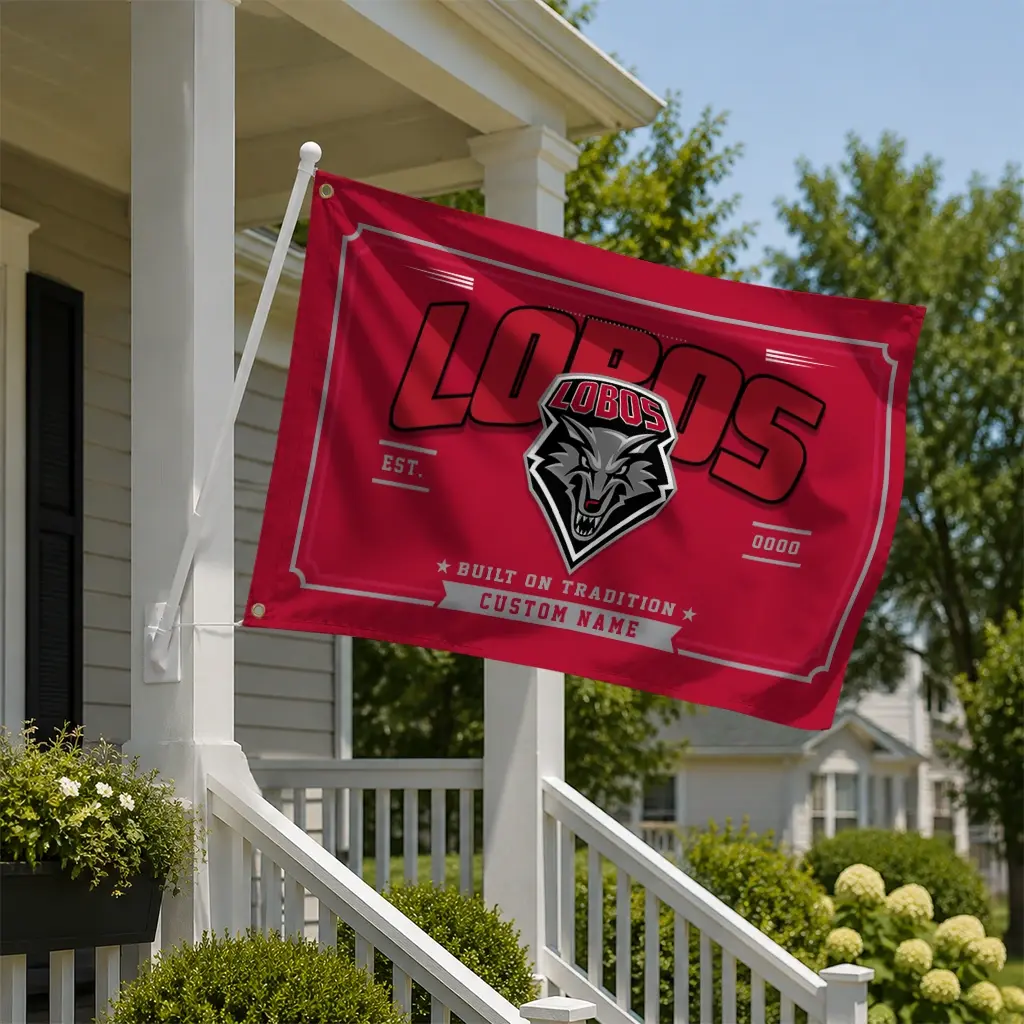 New Mexico Lobos House Flag Customized Ornate Border Red New Arrival New Mexico Lobos House Flag Customized Ornate Border Red New Arrival
