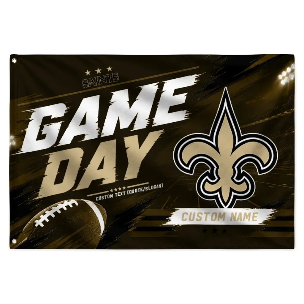 New Orleans Saints House Flag Customized Action Streaks Gold Best Selling New Orleans Saints House Flag Customized Action Streaks Gold Best Selling