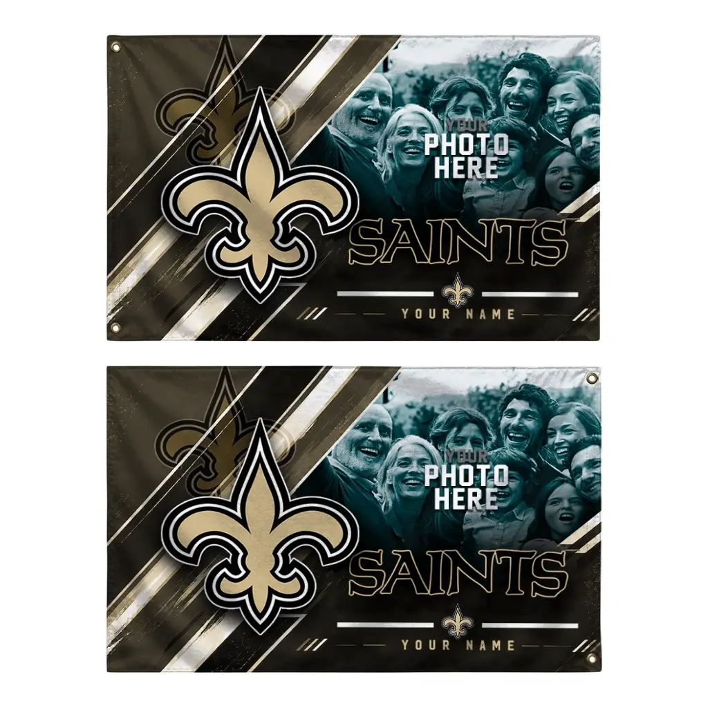 New Orleans Saints House Flag Customized Diagonal Stripes Gold Fashion Forward New Orleans Saints House Flag Customized Diagonal Stripes Gold Fashion Forward