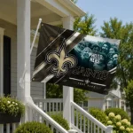 New Orleans Saints House Flag Customized Diagonal Stripes Gold Best Selling