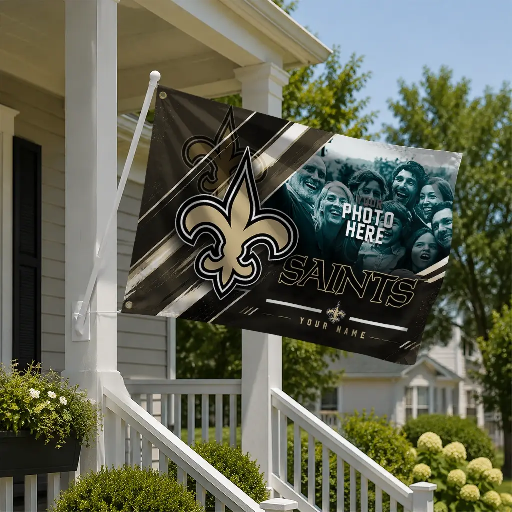 New Orleans Saints House Flag Customized Diagonal Stripes Gold New Arrival New Orleans Saints House Flag Customized Diagonal Stripes Gold New Arrival