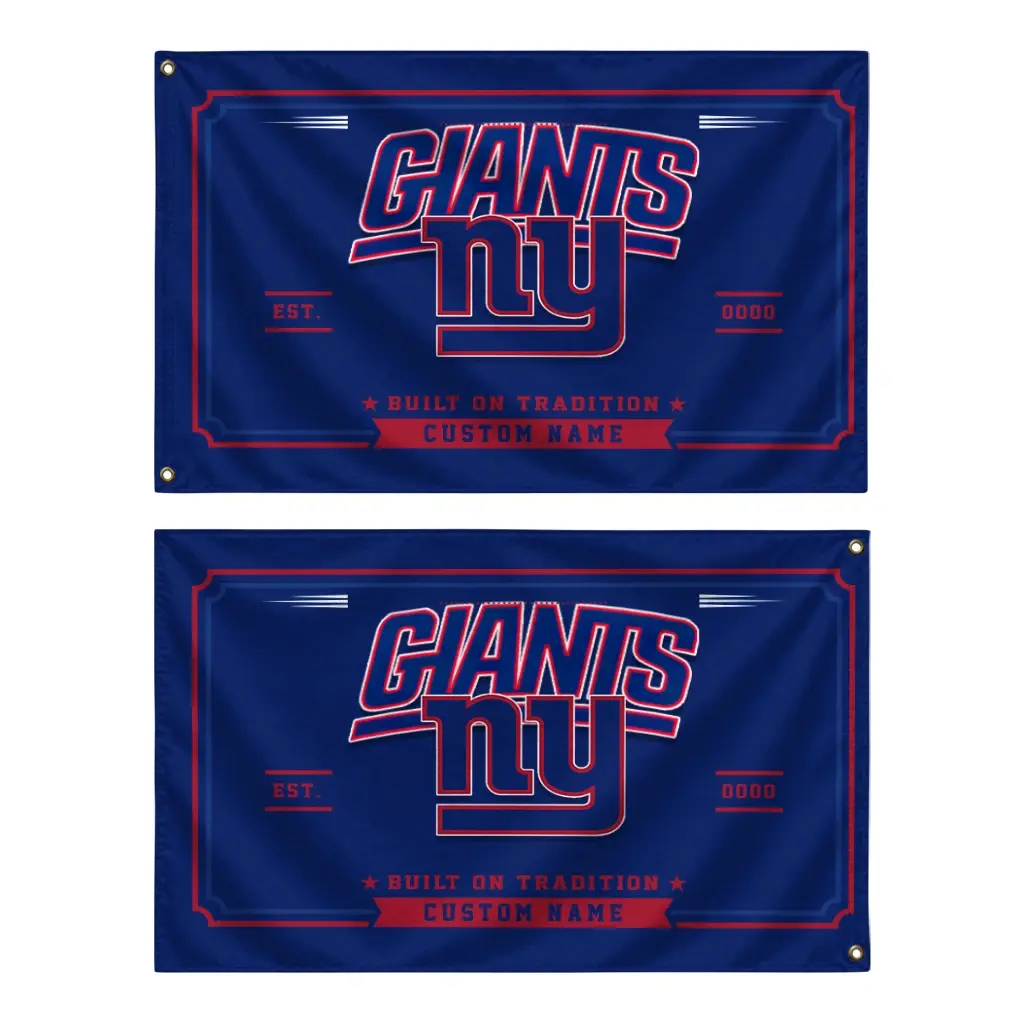 New York Giants House Flag Customized Ornate Border Blue Fashion Forward New York Giants House Flag Customized Ornate Border Blue Fashion Forward