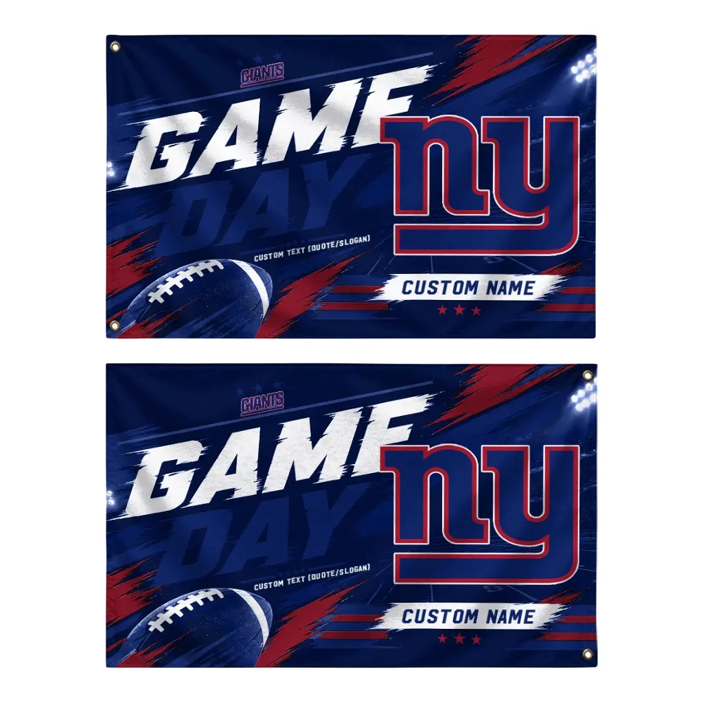 New York Giants House Flag Personalized Action Streaks Blue Fashion Forward New York Giants House Flag Personalized Action Streaks Blue Fashion Forward
