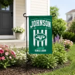 New York Jets Garden Flag Customized Distressed Stripes Green Best Selling