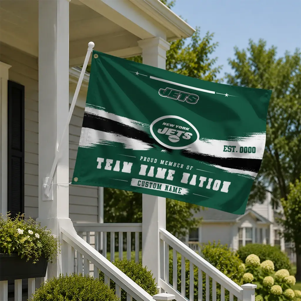 New York Jets House Flag Personalized Brushed Streaks Green New Arrival New York Jets House Flag Personalized Brushed Streaks Green New Arrival