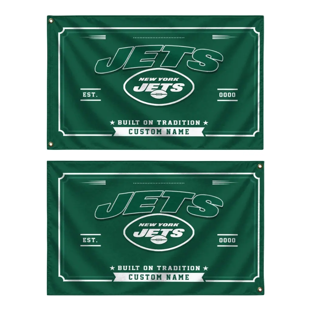 New York Jets House Flag Personalized Ornate Border Green Fashion Forward New York Jets House Flag Personalized Ornate Border Green Fashion Forward