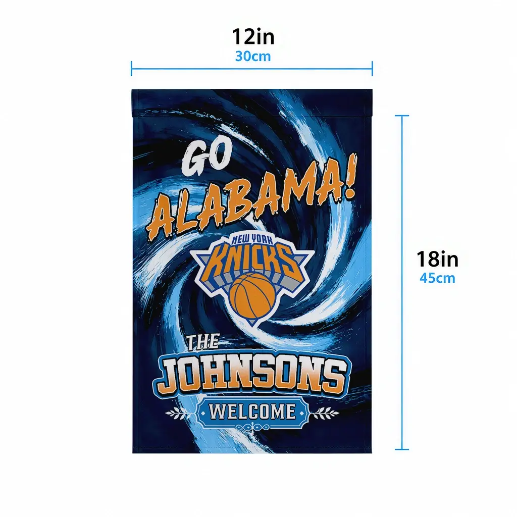 New York Knicks Garden Flag Custom Swirl Vortex Blue High Quality New York Knicks Garden Flag Custom Swirl Vortex Blue High Quality