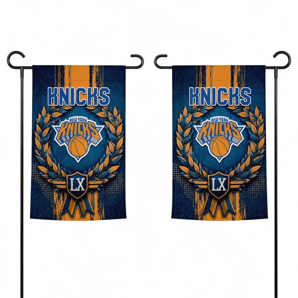 New York Knicks Garden Flag Customized Laurel Wreath Blue Fashion Forward New York Knicks Garden Flag Customized Laurel Wreath Blue Fashion Forward