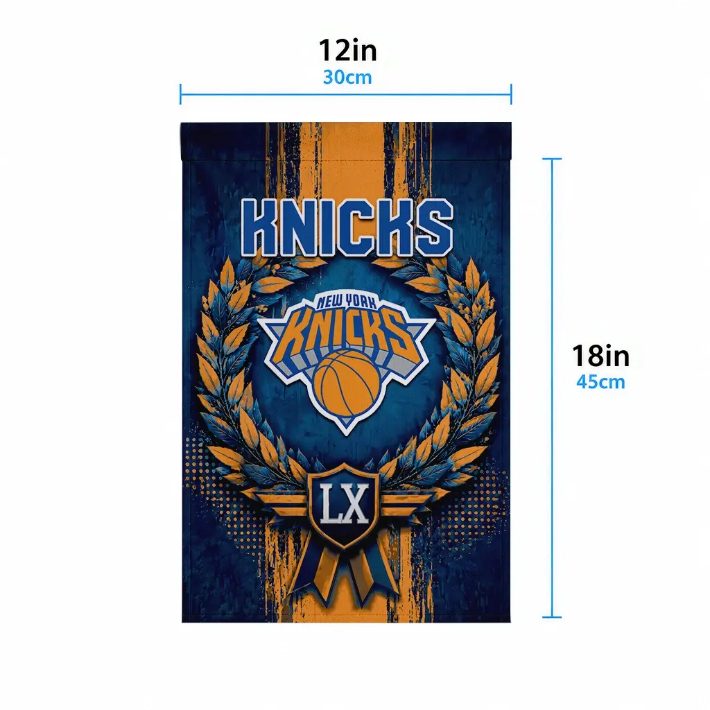 New York Knicks Garden Flag Customized Laurel Wreath Blue High Quality New York Knicks Garden Flag Customized Laurel Wreath Blue High Quality