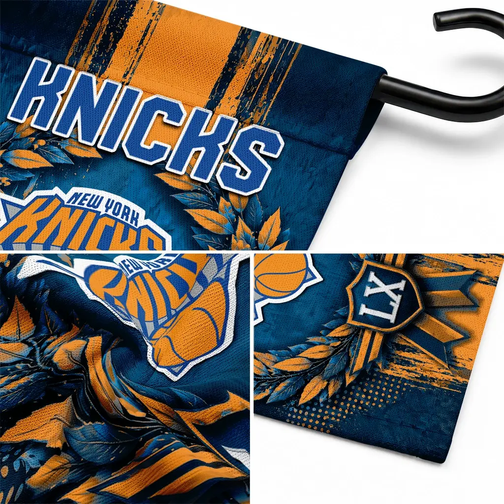 New York Knicks Garden Flag Customized Laurel Wreath Blue Latest Model New York Knicks Garden Flag Customized Laurel Wreath Blue Latest Model