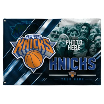 New York Knicks House Flag Custom Diagonal Stripes Blue Best Selling