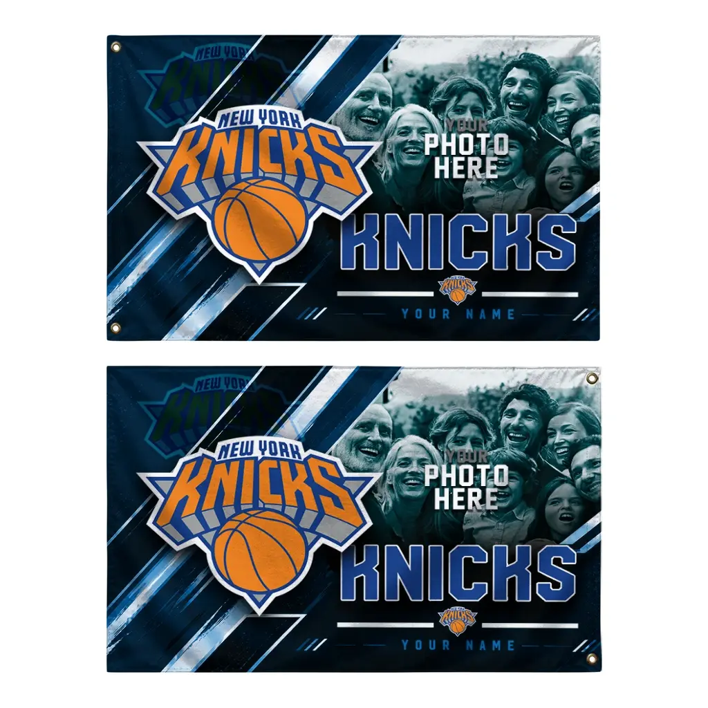 New York Knicks House Flag Custom Diagonal Stripes Blue Fashion Forward New York Knicks House Flag Custom Diagonal Stripes Blue Fashion Forward