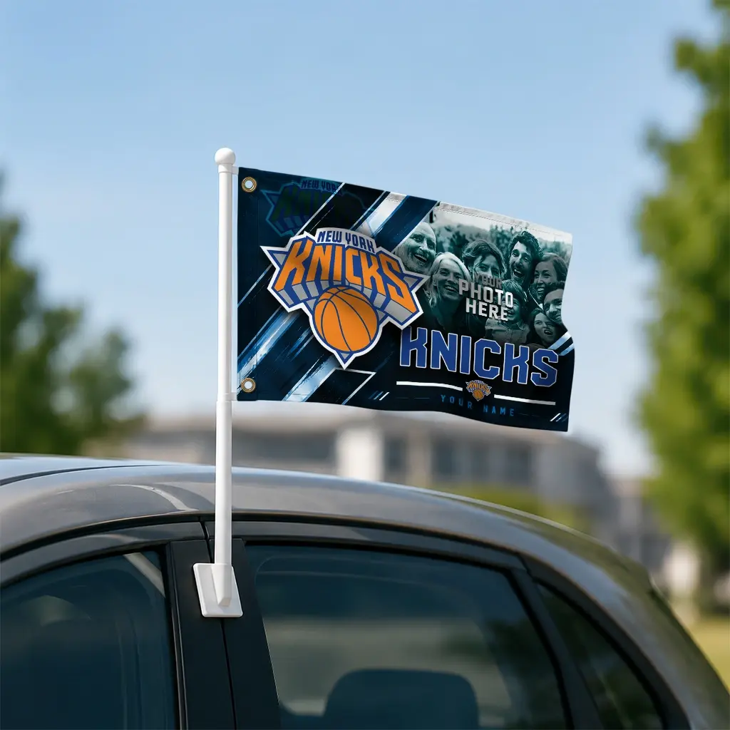 New York Knicks House Flag Custom Diagonal Stripes Blue Latest Model New York Knicks House Flag Custom Diagonal Stripes Blue Latest Model